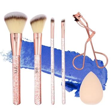 Imagem de Expressions 6 pincéis de maquiagem com modelador de cílios e esponja de maquiagem | Pincéis cosméticos premium para contorno e destaque