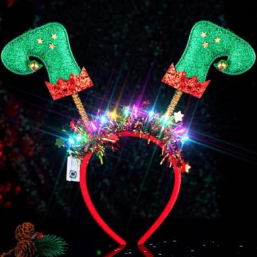 Imagem de Uranian Fitas de cabelo iluminadas de LED com glitter verde para cabeça Bopper Tinsel faixas de cabelo brilhantes festivais acessórios de cabelo para mulheres