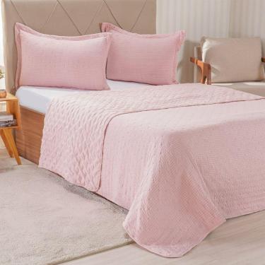 Imagem de Kit Colcha Casal Santorini New 220x240cm Rosa Glace