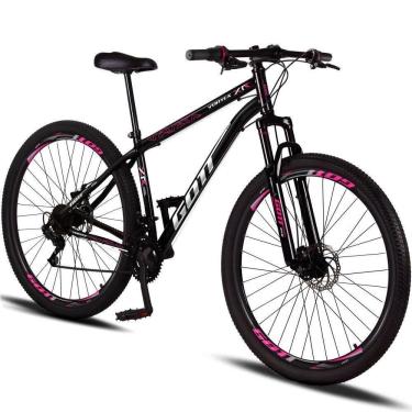 Imagem de Bicicleta Aro 29 Aço Carbono Gott Vortex 21v Com Suspensão E Freio A Disco - Preto E Rosa