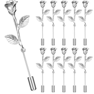 Imagem de Yuxung 16 peças moda rosa metal floral lapela broche broche terno smoking corsage vestido para aniversário de casamento, para mulheres e homens, 0.39 inch in diameter, Metal, Sem Pedra Preciosa