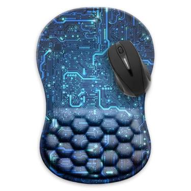 Imagem de WIRESTER Tapete de mouse ergonômico confortável, suporte de pulso, descanso de pulso, alívio da dor com design de massagem e base de poliuretano antiderrapante para acessórios de mesa de escritório em
