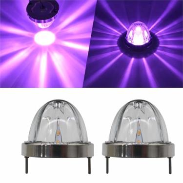 Imagem de 2 peças de luzes de melancia de vidro roxo, luzes de seta de LED com moldura, lente transparente, compatível com Kenworth, Peterbilt, caminhões Freightliner