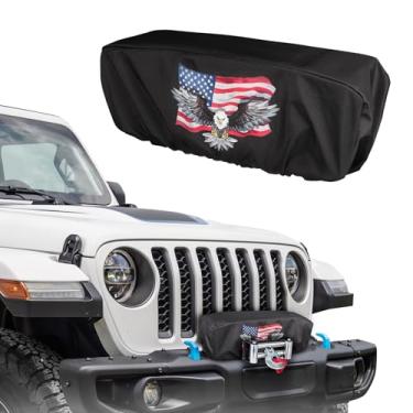 Imagem de Capa de guincho, resistente a UV resistente à água e à prova de poeira para guinchos elétricos de 3,855 a 7,937 kg, proteção universal resistente ao clima interno/externo com cordão, serve para jipe