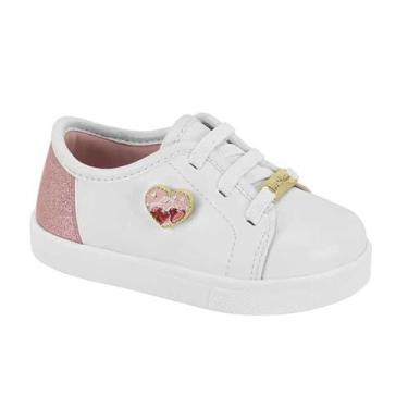 Imagem de Tênis Infantil Menina Molekinha Coração Branco 24