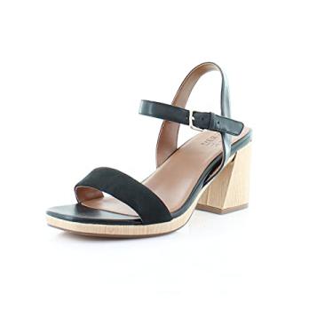 Imagem de Naturalizer Sandália feminina com tira no tornozelo rosa, Couro preto, 6.5 Wide