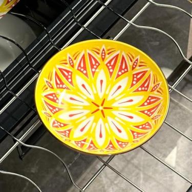 Imagem de Pratos de jantar de cerâmica boêmios, sortidos, pratos de grés com padrão boêmio, pode ir ao micro-ondas e à máquina de lavar louça para casa e cozinha