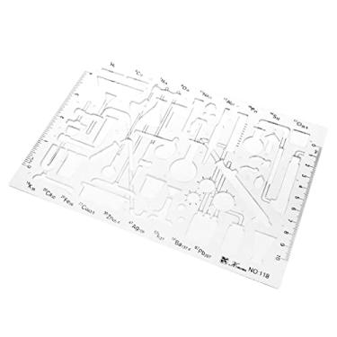 Imagem de Baoblaze Molde de desenho técnico de geometria para laboratório de química química, estêncil, tubo de teste de química, símbolos de experimento, modelo de estêncil, faculdade escolar
