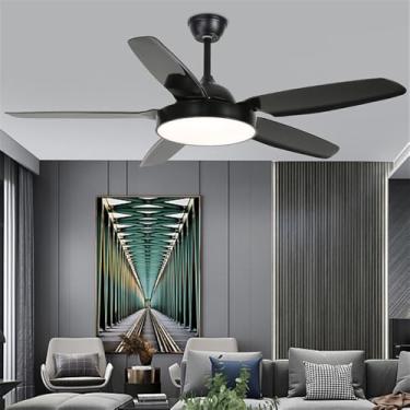 Imagem de Ventilador de teto moderno nórdico com controle remoto, luminária elétrica de luxo para sala de estar, restaurante, quarto, escritório, hotel e villa, com LED (Estilo 9, 1 unidade)