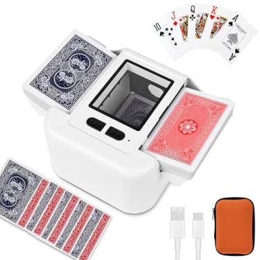 Imagem de Embaralhamento automático de cartões, máquina de embaralhamento elétrico para 1-2 baralhos modo automático e manual, caixa de cartão, recarregável e portátil, máquina embaralhadora de baixo ruído para