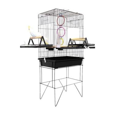 Imagem de Gaiola para Papagaio, Viveiro Grande Gaiola Aberta para Calopsita Triplex para Calopsitas Ring Neck Ave Mansas Pássaros Livres Poleiro Madeira(VIVEIRO PEQUENO BLACK BLACK)