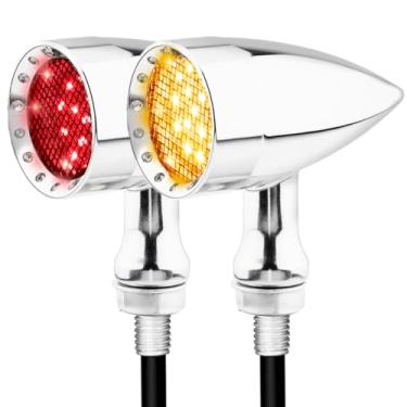 Imagem de Eagwinger Luzes de seta LED de seta para motocicleta com furo de montagem SMD âmbar (cromada traseira)