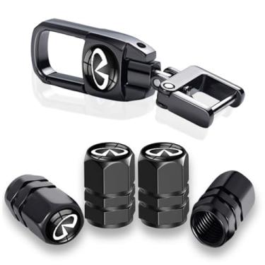 Imagem de Chaveiro de carro com tampas de haste de válvula de pneu para Infiniti G35 G37 Q50L QX50 Q50 QX56 Q60 QX60 QX70 Q70L QX80, conjunto combo de tampas de poeira de carro, chaveiro acessórios - YFDN