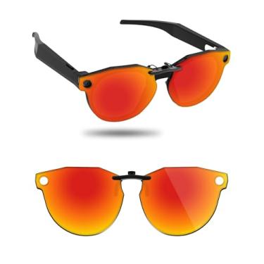 Imagem de Fiskr Óculos de sol polarizados Clip-On para Oakley Meta HSTN O8002 51 mm - Proteção UV - Ajuste universal para homens e mulheres, Vermelho fogo, 51mm