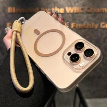 Imagem de HJZSZX Capa magnética de silicone macio TPU à prova de choque para iPhone 16 Pro (para iPhone 16 Pro/ouro do deserto)