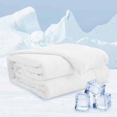 Imagem de Luxe Linen Edredom de solteiro refrescante, cobertor refrescante para dormir quente, Q-MAX≥0,47 cobertor branco de verão com enchimento Sorona leve e macio