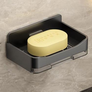Imagem de Saboneteira montada na parede caixa de sabão removível removível suporte de sabão acessórios de banheiro (preto)