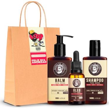 Imagem de Kit Masculino Namorados Shampoo Balm Oleo + Sacolinha e Selo - Barba de Macho