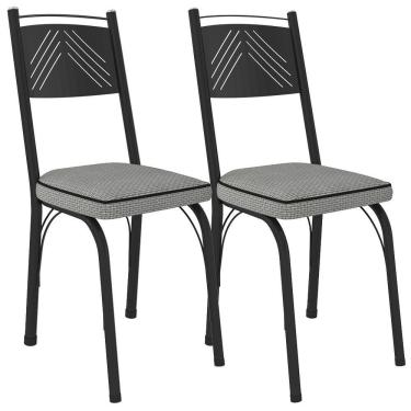 Imagem de Kit 2 Cadeiras Tubular Europa 151 Preto Assento Platina Artef Platina