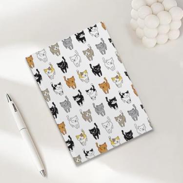 Imagem de Caderno de anotações de gato fofo para trabalho, caderno de redação A5 (21 x 14,7 cm), caderno pautado na faculdade, agenda de viagem forrada para escrever, presentes para amantes de gatos 9