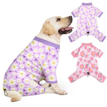 Imagem de Hedgeink Pacote com 2 pijamas para cães pequenos, roupas para cachorros, macacões para filhotes