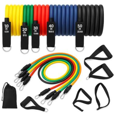 Imagem de Kit 11 Peças Elástico Extensor para Treino Funcional, Academia em Casa, Musculação, Yoga, Pilates, Ginástica