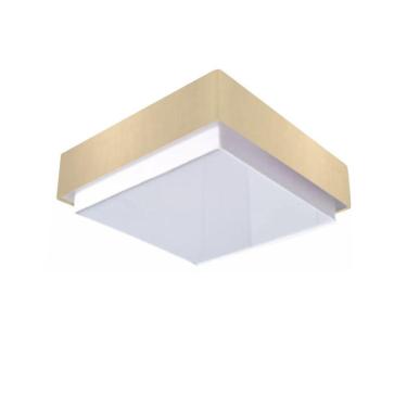 Imagem de Plafon Quadrado Vivare Md-3090 Cúpula Em Tecido 45x45cm - Bivolt Algodão-crú 127/220v