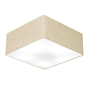 Imagem de Plafon Quadrado Vivare Md-3012 Cúpula Em Tecido 21/50x50cm - Bivolt Rustico-bege 127/220v
