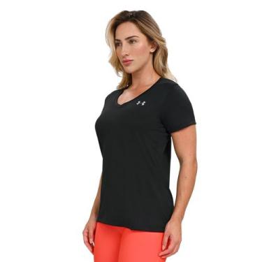 Imagem de Camiseta de Treino Feminina Under Armour Tech V Neck, Preto, M