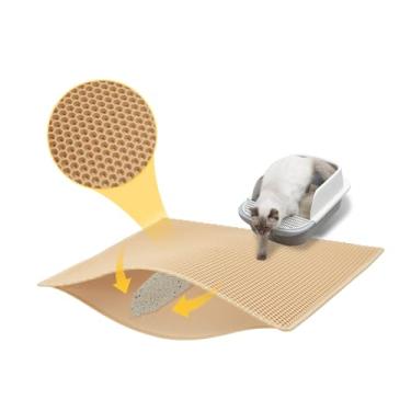 Imagem de DOTPURFECT Tapete de areia para gatos, 75 x 90 cm, tapete para armadilha de areia para gatos, grande camada dupla à prova d'água, design antiderrapante, reduz a dispersão de areia, fácil de limpar