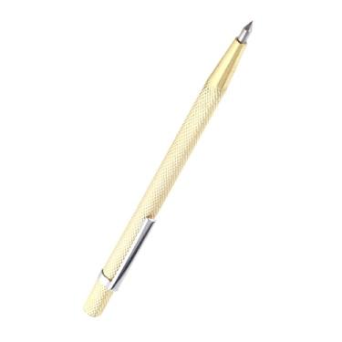 Imagem de Luqeeg Caneta de Gravação Em Liga Portátil, Ferramenta para Marcação Precisa Em Vidro e Azulejo, Design Conveniente de Suporte, Riscador de Liga Durável (Ouro)