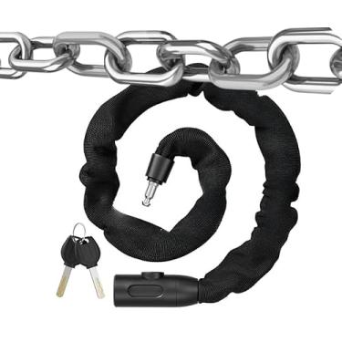 Imagem de Cadeado Corrente Forte com Elos Lock Trava Para Bicicleta Moto Reforçada Sem Cabos Segredo com Chave Revestida com Tecido Poliéster (900mm)