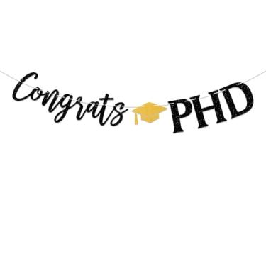 Imagem de Banner Congrats PHD - Congrats Doctor Decor, Master Doctor Degree, Congrats Phd College Graduation Party Decorações Preto Glitter