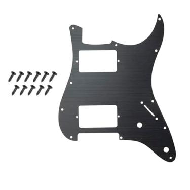 Imagem de DIAO79NI Humbucker Pro 11 furos de alumínio anodizado HH guitarra Strat Pickguard para para-lama americano/mexicano padrão Stratocaster estilo moderno (preto)