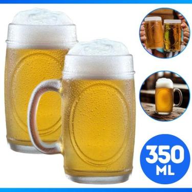 Imagem de Kit Com 2 Canecas Vidro De Chopp Cerveja Bar Restaurante Padaria 350 M