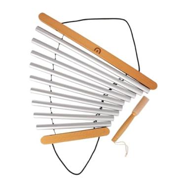 Imagem de Esquirla Sino Musical Portátil de 9 Tons com Bolsa de Madeira para Armazenamento, Sino de Coordenação com 9 Barras e Baqueta para Crianças em Idade Pré-Escolar