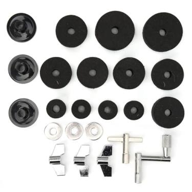 Imagem de Kit de Pratos de Feltro para Tambor, Antiderrapante Com Base, Porcas de Asa, Arruela para Acessórios de Percussão, Bateria (Preto)