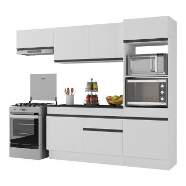 Imagem de Armário De Cozinha Compacta 4 Peças Com Rodapé Mp2176 Made Multimóveis Branco/preto Branco/preto
