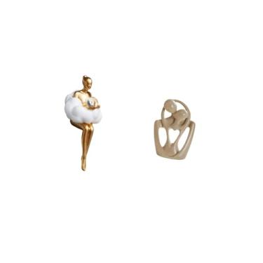 Imagem de Fenteer Estatueta de Resina de com Nuvem Estética, Escultura de Arte Abstrata Criativa, Estátua de Personagem para Escritório E Estante, Decoração de M