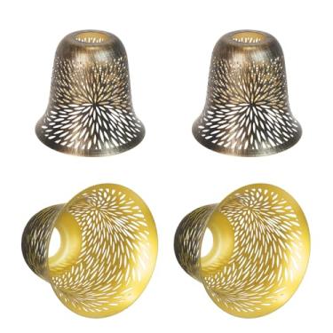 Imagem de Abajur de metal de crisântemo gravado para substituição de capas de ventilador de teto, pacote com 4, ajustador, 14,2 cm de altura e 12,7 cm de diâmetro, serve para abajur pendente