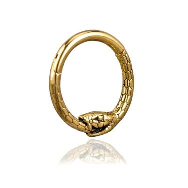 Imagem de ZMANYIJEW 16G Linhas Minimalistas Anéis de Septo Empilhados Ouro Septo Anel Septo Clicker Piercing de nariz para mulheres e homens (cobra-ouro)