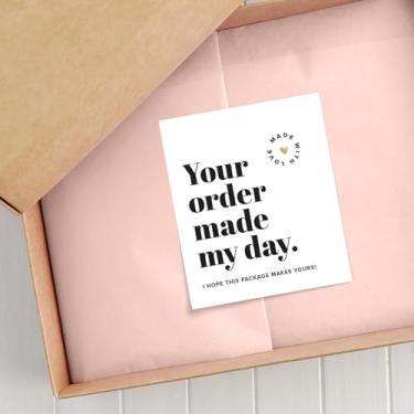 Imagem de 50 cartões brancos de agradecimento com para negócios seus cartões de notas para pedidos de clientes