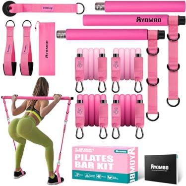 Imagem de Ayombo Kit De Barra De Pilates Com Faixas De Resistência, Equipamento De Treino De Pilates Para Pernas, Quadril, Cintura, Braço, Equipamento De Exercício De Agachamento Para Exercícios Em Casa, Kit De
