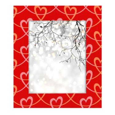 Imagem de Porta-retrato 8 × 10 com estampa de coração, vermelho, feito de madeira maciça, 20 x 25 cm, moldura para exibição de mesa e montagem na parede, para decoração de casa e ideias de presentes para a