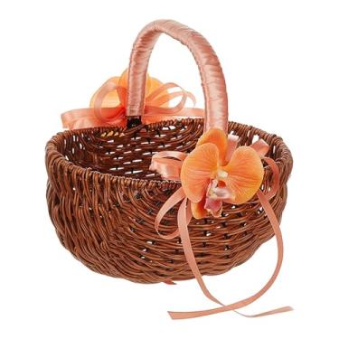Imagem de Fancyes Cesta de para daminha de honra, decoração romântica, portátil, em vime, para guardar flores no Natal, casamento e Ano, com Flor de Laranjeira