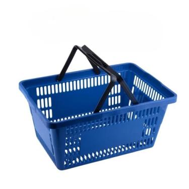 Imagem de Kit 5 Cestas Plástica Multiuso com Alças 16 Litros Cestinha Mercado Bazar Azul Vermelho Preto (6 Cestas Azul)