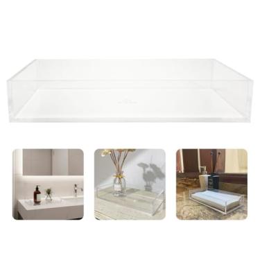Imagem de Bandeja Lavabo Acrílico Para Papel Toalha Banheiro Luxo Cristal 4mm - Organizador de Mesa e Banheiro Premium