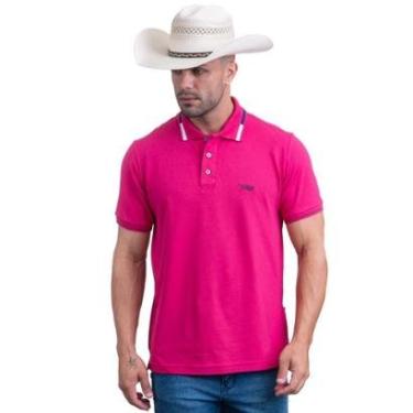 Imagem de CAMISA POLO MASCULINA TEXAS FARM - CPM006 - ROSA ESCURO/ AZUL MARINHO-Masculino