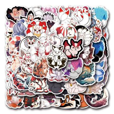 Imagem de Adesivos de vinil impermeável Kitsunes, anime, 55 unidades, 5-7 cm