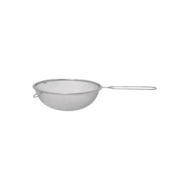Imagem de Peneira de Cozinha Aço Inox 18cm, Coar e Escorrer Massas, 32cm Comprimento, com Cabo